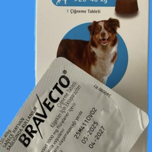 قرص ضد کک و کنه سگ براوکتو آبی 20-40 کیلوگرم Bravecto