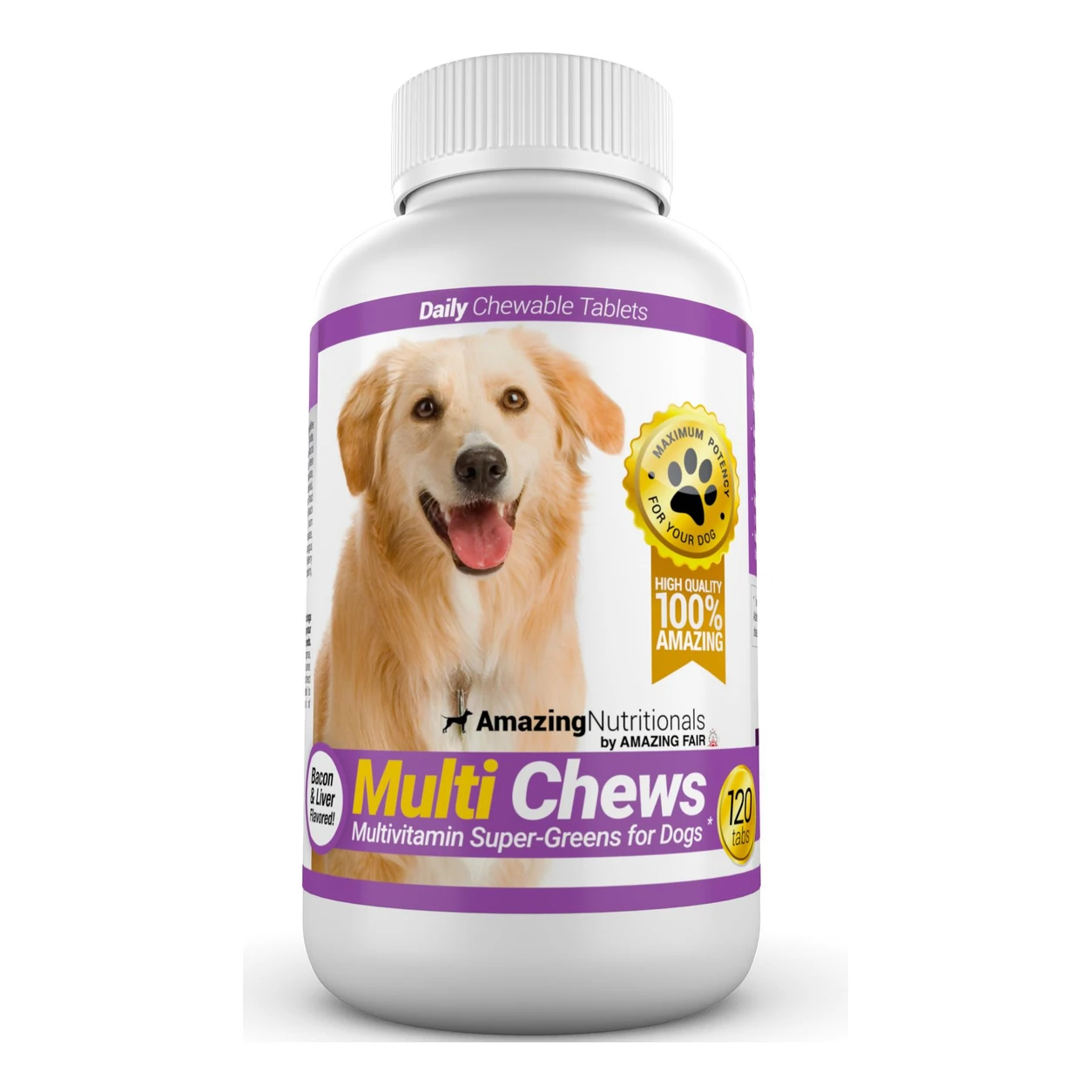قوطی مولتی ویتامین جویدنی سگ Amazing Nutritionals Multi Chews، بسته ۱۲۰ عددی