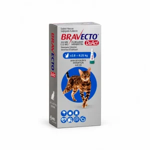 قطره ضد کک و کنه گربه Bravecto DuAct مناسب وزن 2.8 تا 6.25 کیلوگرم
