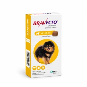 قرص براوکتو زرد Bravecto برای سگ 2 تا 4.5 کیلوگرم