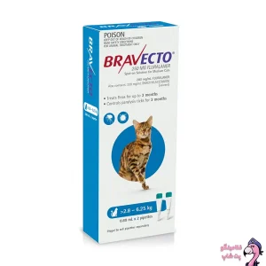 خرید قطره ضد کک و کنه گربه براوکتو آبی 2.8 تا 6.2 کیلوگرم Bravecto