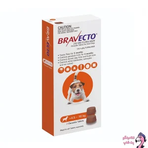 خرید قرص ضد کک و کنه سگ براوکتو نارنجی 4.5 تا 10 کیلوگرم Bravecto