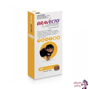 قرص ضد کک و کنه سگ براوکتو زرد 2-4.5 کیلوگرم Bravecto