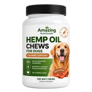 مکمل آرامشبخش سگ امیزینگ نوتریشنالز مدل Hemp Oil Chews بسته ۱۲۰ عددی